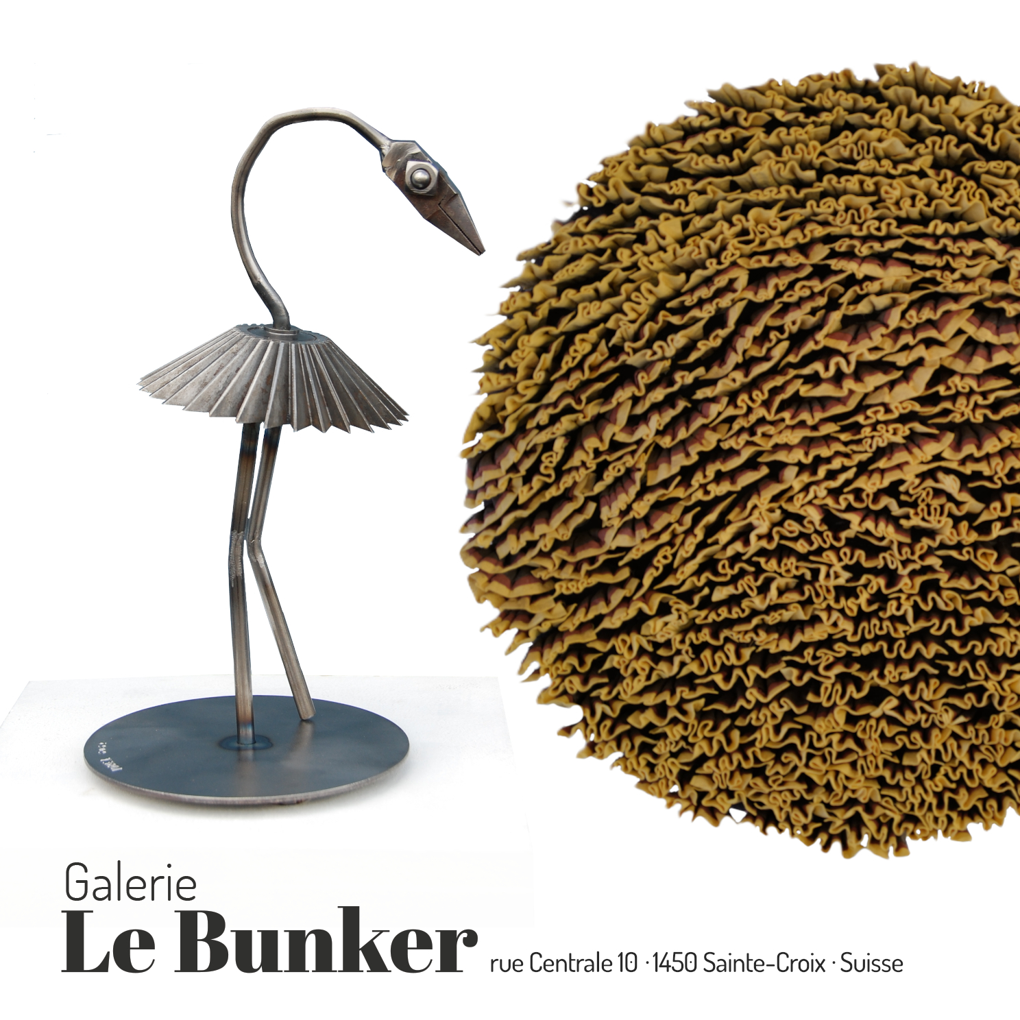 sculpture, fer de récupération, papier